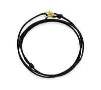 Nialaya- Black Wrap-Around String Bracelet with Sterling Silver Gold Plated Lock- Accessories- Hombre- Amarillo- ONE SIZE- Black Wrap-Around String Bracelet with Sterling Silver Gold Plated Lock