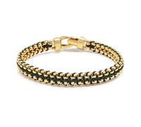 Nialaya- Green Woven Box Chain Bracelet in Gold- Accessories- Hombre- Amarillo- L- Green Woven Box Chain Bracelet in Gold