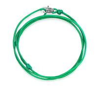 Nialaya- Green Wrap-Around String Bracelet with Sterling Silver Lock- Accessories- Hombre- Gris- ONE SIZE- Green Wrap-Around String Bracelet with Sterling Silver Lock