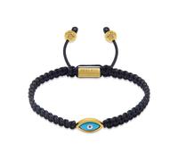Nialaya- Men's Black String Bracelet with Gold Evil Eye- Accessories- Hombre- Amarillo- M- Men's Black String Bracelet with Gold Evil Eye
