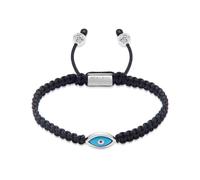 Nialaya- Men's Black String Bracelet with Silver Evil Eye- Accessories- Hombre- Gris- M- Men's Black String Bracelet with Silver Evil Eye