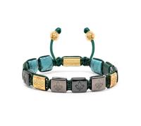 Nialaya- Men's Ceramic Flatbead Bracelet in Black- Green- Turquoise- and Gold- Accessories- Hombre- Amarillo- 2XL- Men's Ceramic Flatbead Bracelet in Black- Green- Turquoise- and Gold