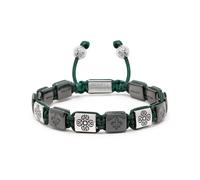 Nialaya- Men's Ceramic Flatbead Bracelet in Green and Silver- Accessories- Hombre- Gris- L- Men's Ceramic Flatbead Bracelet in Green and Silver