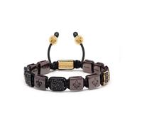 Nialaya- Men's Ceramic Flatbead Bracelet in Red and Black- Accessories- Hombre- Amarillo- XL- Men's Ceramic Flatbead Bracelet in Red and Black