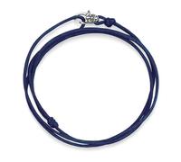 Nialaya- Navy Wrap-Around String Bracelet with Sterling Silver Lock- Accessories- Hombre- Gris- ONE SIZE- Navy Wrap-Around String Bracelet with Sterling Silver Lock