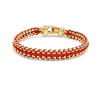 Nialaya- Red Woven Box Chain Bracelet in Gold- Accessories- Hombre- Amarillo- 2XL- Red Woven Box Chain Bracelet in Gold
