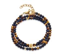 Nialaya- The Mykonos Collection - Brown Tiger Eye- Matte Onyx- and Gold- Accessories- Hombre- Amarillo- XL- The Mykonos Collection - Brown Tiger Eye- Matte Onyx- and Gold