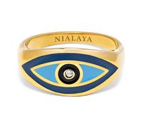 Nialaya- Women's Gold Evil Eye Ring- Accessories- Mujer- Amarillo- 54 MM- Women's Gold Evil Eye Ring