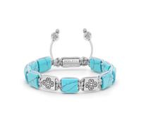 Nialaya- Women's Turquoise Flatbead Bracelet with Dorje Bead in Silver- Accessories- Mujer- Gris- M- Women's Turquoise Flatbead Bracelet with Dorje Bead in Silver
