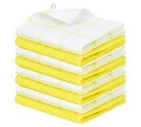 Nialnant Paquete de 8 paños de cocina para lavar platos, 100% algodón, trapo de limpieza reutilizable, paños de cocina de secado rápido para cocina, 12 x 12 pulgadas, color amarillo