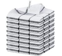 Nialnant Paquete de 8 trapos de cocina, 100% algodón para lavar platos, toallas de cocina de secado rápido, 12 x 12 pulgadas, cuadros negros
