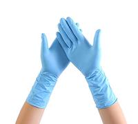 NIAN 20 Piezas Guantes de Goma Desechables Azules de Manga Larga para Limpieza del hogar Catering Comida Guantes de nitrilo de 12 Pulgadas Guantes Gruesos y duraderos