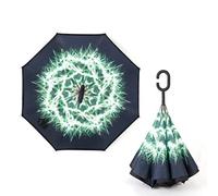 NIAN Paraguas invertido de Doble Capa de Mango Largo Plegable, Paraguas de Golf para Hombre con Gancho en C inverso a Prueba de Viento, Paraguas inverso para Coche