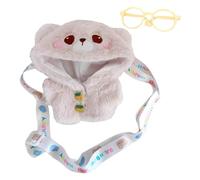 niannyyhouse 20 cm Ropa de muñeca de peluche conejo oso abrigo gafas bolso 8 pulgadas muñeca vestir (marrón)