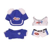 niannyyhouse Conjunto de béisbol de felpa para muñecas, sombrero, camiseta, chaleco, pantalones, 10 cm-15 cm, accesorios de vestir de animales de peluche (azul)