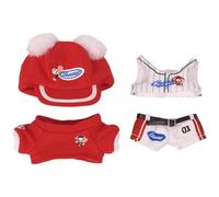 niannyyhouse Conjunto de béisbol de felpa para muñecas, sombrero, camiseta, chaleco, pantalones, 10 cm-15 cm, accesorios de vestir de animales de peluche (rojo)