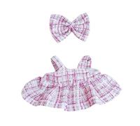 niannyyhouse Conjunto de ropa de felpa para muñecas, traje de falda con tirantes y pajarita, accesorios de animales de peluche suaves, 10-15 cm (morado)