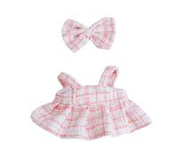 niannyyhouse Conjunto de ropa de felpa para muñecas, traje de falda con tirantes y pajarita, accesorios de animales de peluche suaves, 10-15 cm (rosa)