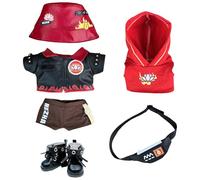 niannyyhouse Conjunto de ropa de muñeca de felpa de 10 cm, 15 cm-17 cm, 20 cm, sombrero, abrigo, pantalones, sudadera con capucha, zapatos, traje rojo y azul (rojo, 20 cm)