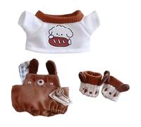 niannyyhouse Conjunto de ropa de muñeca de felpa de 10 cm ~ 15 cm y 20 cm, camiseta, babero, pantalones, zapatos, cachorro, conjunto de ropa suave para muñeca