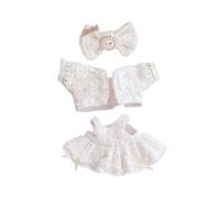 niannyyhouse Conjunto de ropa de muñeca de felpa de 15 a 17 cm, abrigo de pajarita con falda de tirantes, disfraz de juguete de peluche (blanco)