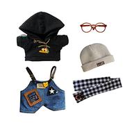 niannyyhouse Conjunto de ropa de muñeca de felpa de 20 cm con gorro de punto, bufanda, gafas, sudadera con capucha, accesorios de muñeca (20 cm)