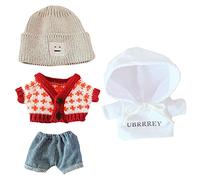 niannyyhouse Conjunto de suéter de 4 piezas para vestir, sombrero, jeans, sudadera con capucha de 20 cm, accesorios de ropa de muñeca de felpa