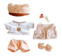 niannyyhouse - Disfraz de oso para disfraz, sombrero, camiseta, chaleco, pantalones, zapatos, mochila, 20 cm, figuras de peluche, juguetes, accesorios de ropa