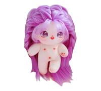 niannyyhouse Muñeca de Felpa de 20 cm, Pelo lacio Morado, niña, humanoide, Cuerpo de Peluche, Ropa de Vestir, Regalos (2 con Esqueleto)