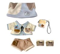 niannyyhouse Peluche de 20 cm, ropa de muñeca, sombrero, chaqueta, pantalones, mochila, zapatos, ropa de muñeca de 8 pulgadas