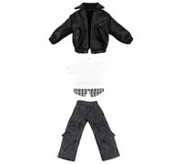 niannyyhouse Ropa a escala 1/12, chaqueta de muñeca BJD, pantalones de suéter, accesorios de vestir para figura de acción de 11 cm (OB11) de 12 cm y 14 cm (negro, para muñeca BJD de 4.7 pulgadas)