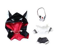 niannyyhouse Ropa de muñeca de 10 cm y 20 cm, chal, pajarita, camisa, pantalones, cinturones, trajes de demonio, accesorios de vestir de muñeca de felpa (negro, 10 cm)