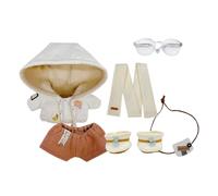niannyyhouse Ropa de muñeca de 15 cm, 20 cm, chaqueta, pantalones, bufanda, mochilas, gafas, zapatos, accesorios de peluche suave (beige, 20 cm)
