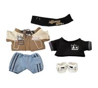 niannyyhouse Ropa de muñeca de 20 cm, diadema, chaqueta, camiseta, pantalones, zapatos, accesorios de vestir de muñeca de 8 pulgadas