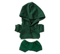 niannyyhouse Ropa de muñeca de felpa de 15 cm, ropa deportiva elástica sólida, trajes con capucha, pantalones de peluche suave, accesorios de vestir (verde oscuro, 15 cm)