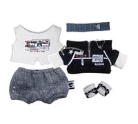 niannyyhouse Ropa de muñeca de felpa de 20 cm, abrigo chaleco, pantalones, zapatos, traje de noche oscuro, accesorios para muñecas de 8 pulgadas, Rosado