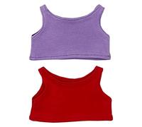 niannyyhouse Ropa de muñeca de felpa de 20 cm, chaleco de color sólido, camiseta sin mangas, vestido de muñeca (morado + rojo, 20 cm)