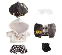 niannyyhouse Ropa de muñeca de Felpa de 20 cm, Conjunto de Boina con Capucha, Pantalones, Gafas, Chaleco, Zapatos, Juguete de Peluche Suave (20 cm)