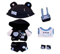 niannyyhouse Ropa de muñeca de felpa de 20 cm, conjunto de oso Parkour, sombrero suelto, abrigo, pantalones, mochila, chaleco, zapatos, peluche suave, accesorios de vestir (20 cm)