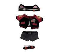 niannyyhouse Ropa de muñeca de felpa de 20 cm, gorro, abrigo, pantalones, zapatos, juego de llama roja, juguete de peluche suave, accesorios de vestir (20 cm)