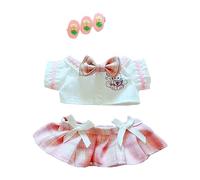 niannyyhouse Ropa de muñeca de felpa de 20 cm, horquilla, camisa, falda, conjunto de uniforme de 8 pulgadas, accesorios de vestir (rosa)