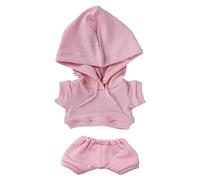 niannyyhouse Ropa de muñeca de felpa de 20 cm, ropa deportiva elástica sólida, trajes con capucha, pantalones, peluche suave, accesorios de vestir (rosa, 10 cm)