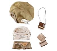 niannyyhouse Ropa de muñeca de felpa de 20 cm, sombrero, chaleco, falda, mochila, zapatos, accesorios de vestir de muñeca de 8 pulgadas para niña