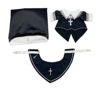 niannyyhouse Ropa de muñeca de felpa de 20 cm, tocado, capa de esmoquin, traje de monja oscura, accesorios de vestir para muñecas de 8 pulgadas