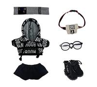 niannyyhouse Ropa de muñeca de Felpa de 20 cm, Traje de Hip-Hop, Sudadera con Capucha, Pantalones, Mochila, Gafas, Zapatos, Accesorios de muñeca de 8 Pulgadas (Negro, 20 cm)