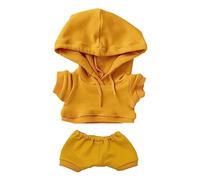 niannyyhouse Ropa de muñeca de felpa elástica de 10 cm, ropa deportiva con capucha, pantalones de peluche suave, accesorios de vestir (amarillo, 10 cm)