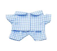 niannyyhouse Ropa de muñeca de peluche de 10 cm, 15 cm y 20 cm. Conjunto de pijama de cuadros multicolor. Vestido de disfraz para muñeca (Azul, 15 cm)