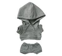 niannyyhouse Ropa de muñeca de peluche de 10 cm, ropa deportiva elástica sólida, trajes con capucha, pantalones, peluches suaves, accesorios de disfraz (gris, 10 cm)