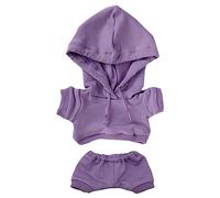 niannyyhouse Ropa de muñeca de peluche de 15 cm, ropa deportiva elástica y resistente, trajes, sudadera con capucha, pantalones, peluche suave y relleno, accesorios de disfraz (lila, 15 cm)