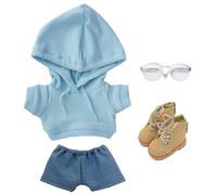 niannyyhouse Sudadera con capucha sólida suelta Jeans Gafas Zapatos altos de cuero 10 cm 15 cm 20 cm Ropa de muñeca de felpa suave juguete de peluche accesorios de vestir (a7, 20 cm)